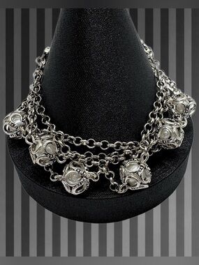 Premiere Designs Silver Toned Multi Chain Bracelet with Caged Faux Pearls